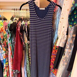 Marine Layer Lexi Dress Blue White Stripe Size Small